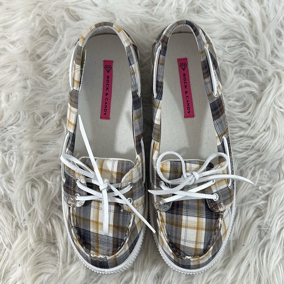 ROCK & CANDY Duffy Plaid Boat Shoes Loafers Size 10 - Picture 2 of 9
